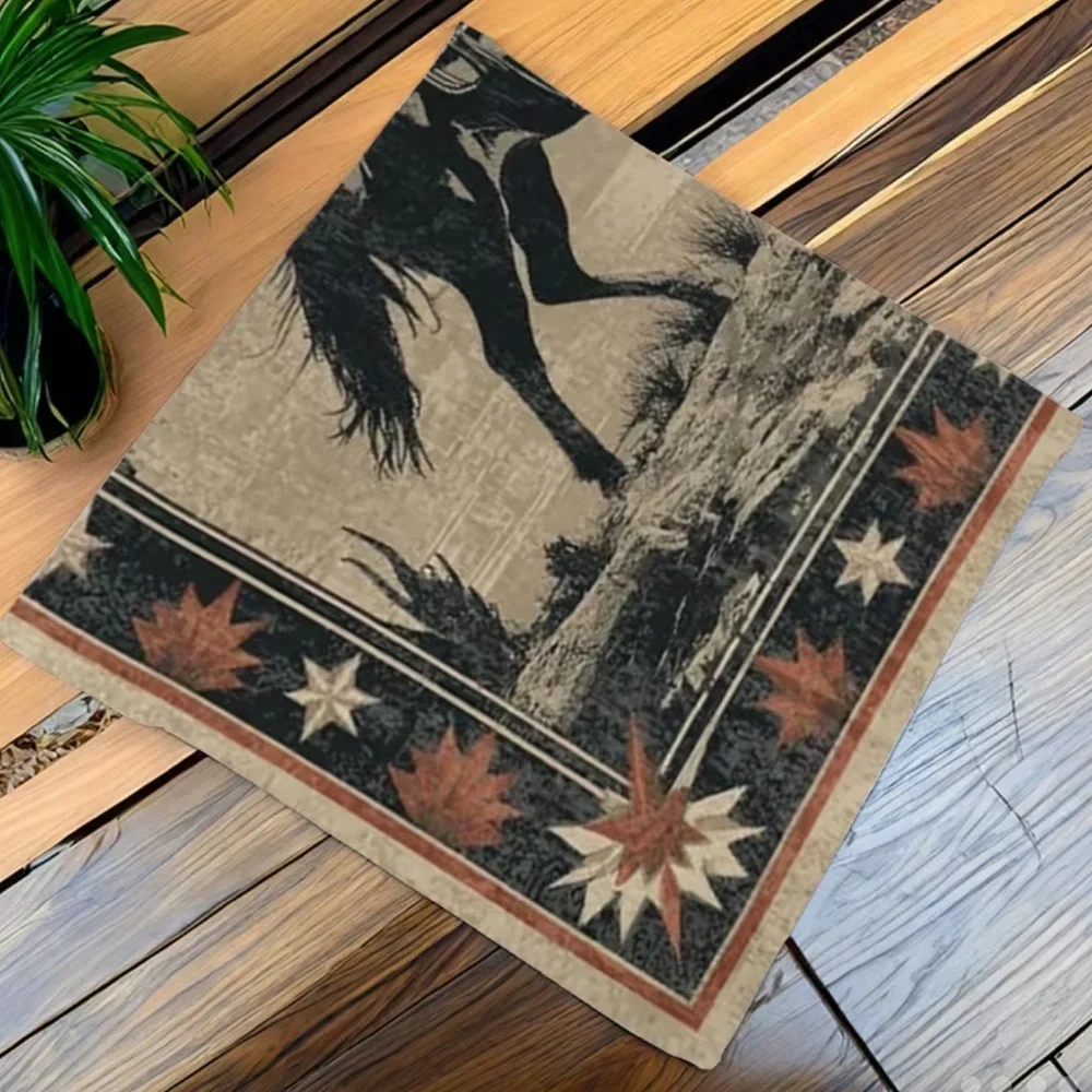 Western Cowboy Horse Bandana Scarf | Vintage Style Square | Southwestern Rider
